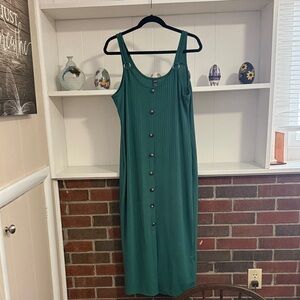 SHEIN Teal Button-Down Midi Dress